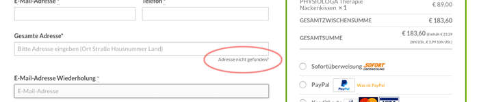 Geben Sie die Adresse manuell ein OHNE automatische Erkennung