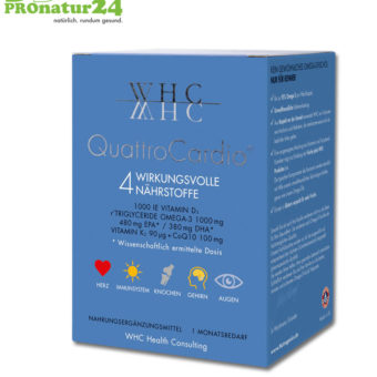 WHC QuattroCardio® (OMEGA-3 Fettsäuren, Vitamin D3, K2 und Q10 Ubichinol) | AKTION