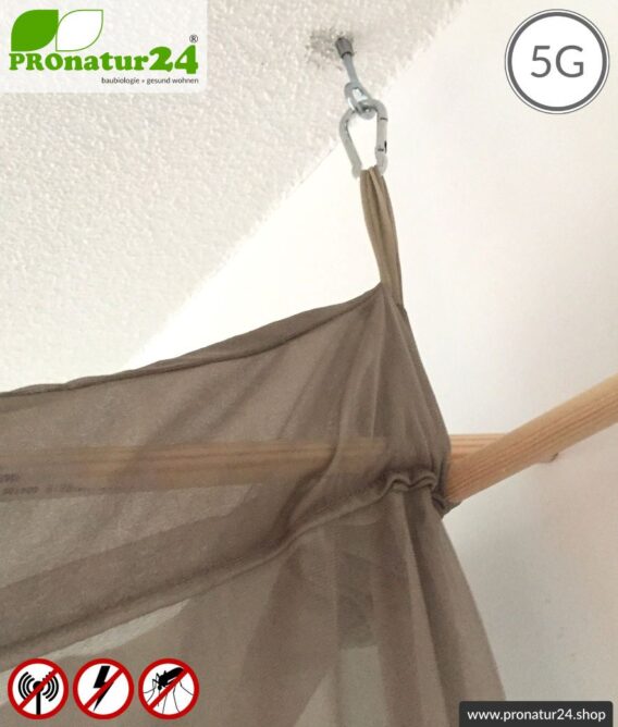 Abschirmender Baldachin Elektrosmog PRO all inclusive. Kasten Doppelbett Set. Abschirmung Funk bis 50 dB. Erdbar. Wirkungsvoll gegen 5G!