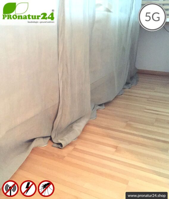 Abschirmender Baldachin Elektrosmog PRO all inclusive. Kasten Doppelbett Set. Abschirmung Funk bis 50 dB. Erdbar. Wirkungsvoll gegen 5G!