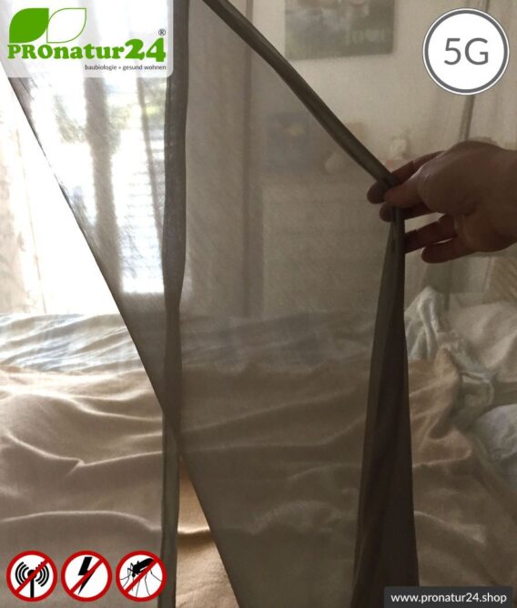 Abschirmender Baldachin Elektrosmog PRO all inclusive. Kasten Doppelbett Set. Abschirmung Funk bis 50 dB. Erdbar. Wirkungsvoll gegen 5G!