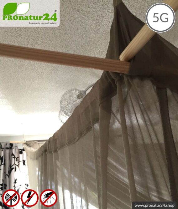 Abschirmender Baldachin Elektrosmog PRO all inclusive. Kasten Doppelbett Set. Abschirmung Funk bis 50 dB. Erdbar. Wirkungsvoll gegen 5G!