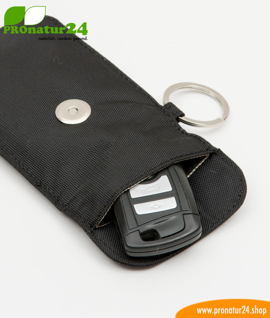 Autoschlüssel RFID Schutz (schwarz, PU, 40g) als Werbemittel Auf