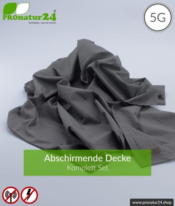 Abschirmende Decke TDG Set all inclusive. Schutz vor HF Elektrosmog durch Funk bis zu 41 dB (WLAN, Handy). Erdbar. Wirkungsvoll gegen 5G!