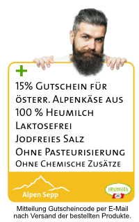 Zusatzvorteil 15 % Gutscheincode für Alpenkäse vom Alpen Sepp