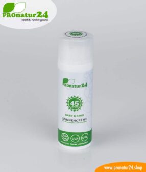 Sonnencreme LSF 45 – BABY & KIND. Mineralischer Lichtschutz, UVA, UVB, wasserfest, vegan – OHNE MIKROPLASTIK, OHNE ALKOHOL, OHNE CHEMIE