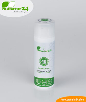 Sonnencreme LSF 45 – BABY & KIND. Mineralischer Lichtschutz, UVA, UVB, wasserfest, vegan – OHNE MIKROPLASTIK, OHNE ALKOHOL, OHNE CHEMIE