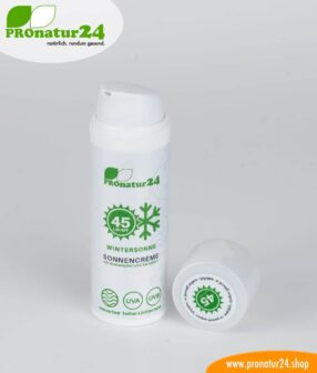 Sonnencreme LSF 45 - WINTER SONNE. Mineralischer Lichtschutz, UVA, UVB für den Wintersport - VEGAN und OHNE CHEMIE