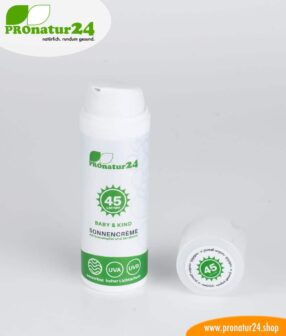 Sonnencreme LSF 45 – BABY & KIND. Mineralischer Lichtschutz, UVA, UVB, wasserfest, vegan – OHNE MIKROPLASTIK, OHNE ALKOHOL, OHNE CHEMIE