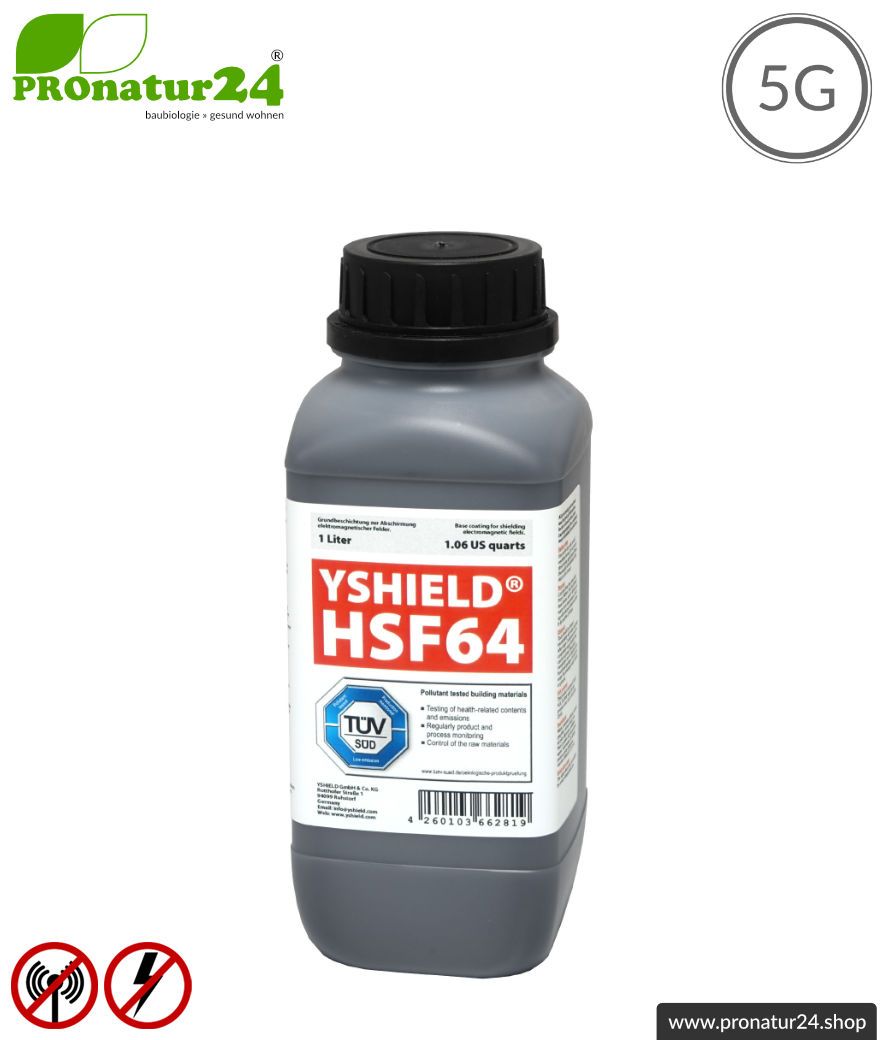 Abschirmfarbe HSF64, HF Abschirmung bis 54 dB, NF Erdung notwendig. Ohne Konservierungsmittel von YSHIELD. Effektiv bei 5G!