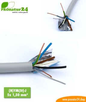 abgeschirmtes BIO Kabel (N)YM(St)-J 5x 1,50 mm²