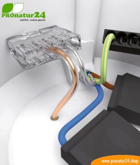 Dosenklemme für Beidraht vom geschirmten Elektrokabel in der geschirmten Putzdose