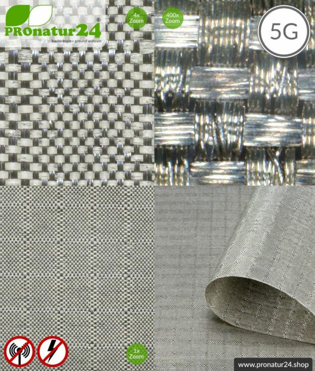 Abschirmstoff SILVER SILK für Handytaschen & Innentaschen. RFID/NFC Datenschutz. HF Abschirmung bis 60 dB. Erdbar. Wirkungsvoll gegen 5G!