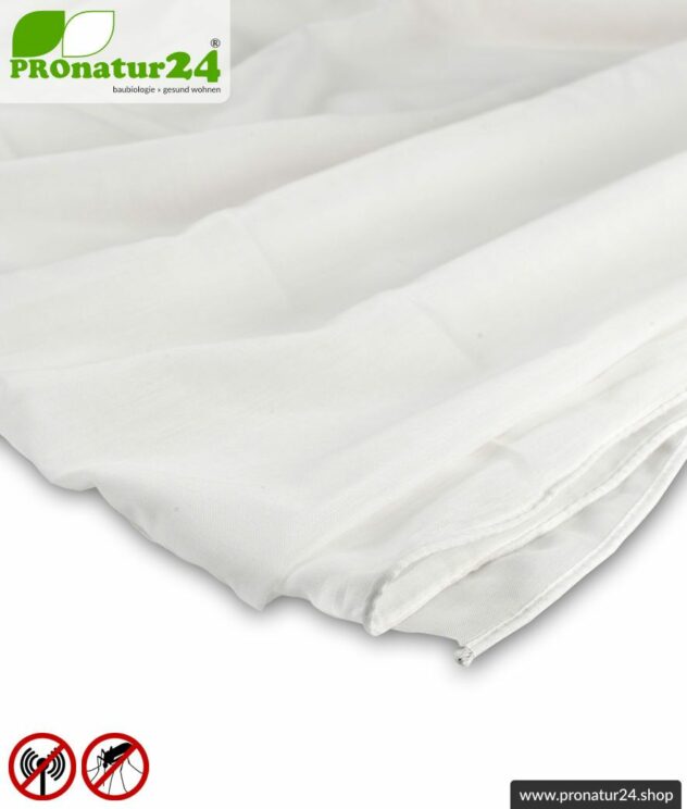 Abschirmstoff EVOLUTION mit integrierter Beschwerung. HF Abschirmung bis 30 dB. Knitterarm, strapazierfähig, pflegeleicht.