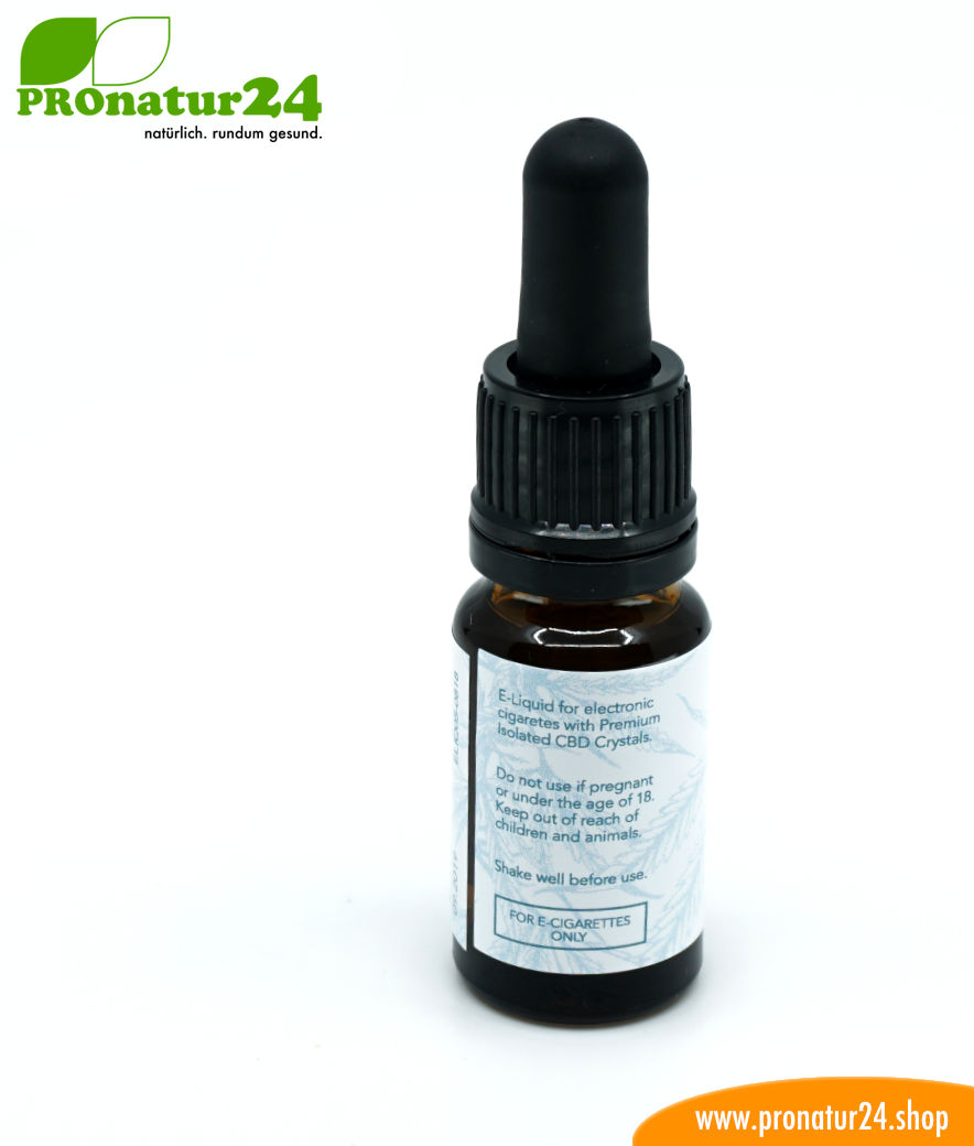 CBD E-LIQUID der Cannabis Pflanze mit 5 % bzw. 500 mg CBD. Ohne THC. Für E-Zigaretten und E-Pfeifen. Für Nichtraucher geeignet! 4 CBD E-LIQUID der Cannabis Pflanze mit 5 % CBD Anteil. Ohne THC.