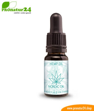 CBD HANFÖL der Cannabis Pflanze mit 15 % CBD Anteil. Ohne THC. Biologisch und vegan produziert von Nordic Oil. 1 CBD Hanföl der Cannabis Pflanze mit 15 % CBD Anteil. Ohne THC.