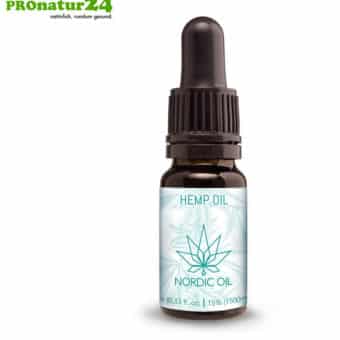 CBD HANFÖL der Cannabis Pflanze mit 15 % CBD Anteil. Ohne THC. Biologisch und vegan produziert von Nordic Oil.