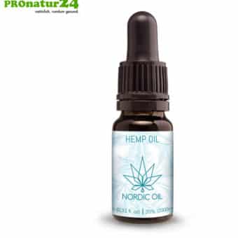 CBD HANFÖL der Cannabis Pflanze mit 20 % CBD Anteil. Ohne THC. Biologisch und vegan produziert von Nordic Oil.