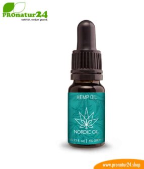 CBD Hanföl der Cannabis Pflanze mit 5 % CBD Anteil. Ohne THC.
