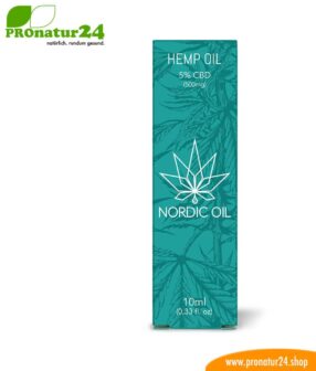 CBD Hanföl der Cannabis Pflanze mit 5 % CBD Anteil. Ohne THC.