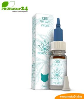 CBD Hanföl für KATZEN. Überraschende Effekt beim Stubentiger mit 4 % CBD Anteil. Ohne THC. Biologisch produziert von Nordic Oil.