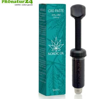 CBD PASTE der Cannabis Pflanze mit 30 % CBD Anteil. Ohne THC. Biologisch und vegan produziert von Nordic Oil.