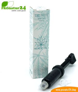 CBD PASTE der Cannabis Pflanze mit 40 % CBD Anteil. Ohne THC. Biologisch und vegan produziert von Nordic Oil. 14 CBD Paste der Cannabis Pflanze mit 40 % CBD Anteil. Ohne THC.