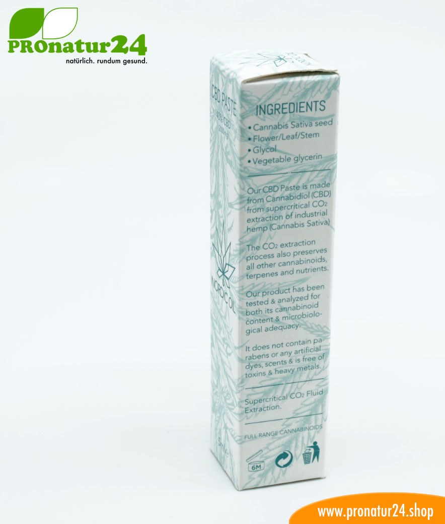 CBD PASTE der Cannabis Pflanze mit 40 % CBD Anteil. Ohne THC. Biologisch und vegan produziert von Nordic Oil. 5 CBD Paste der Cannabis Pflanze mit 40 % CBD Anteil. Ohne THC.