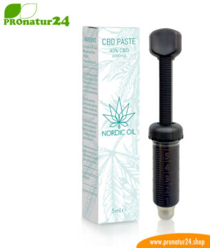 CBD PASTE der Cannabis Pflanze mit 40 % CBD Anteil. Ohne THC. Biologisch und vegan produziert von Nordic Oil. 2 CBD Paste der Cannabis Pflanze mit 40 % CBD Anteil. Ohne THC.
