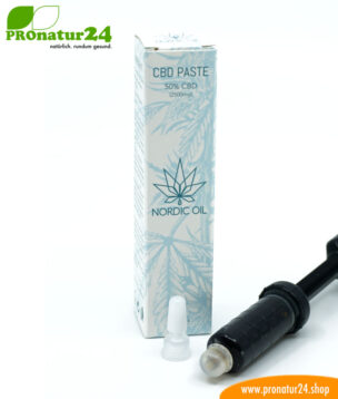 CBD PASTE der Cannabis Pflanze mit 50 % CBD Anteil. Ohne THC. Biologisch und vegan produziert von Nordic Oil. 14 CBD Paste der Cannabis Pflanze mit 50 % CBD Anteil. Ohne THC.