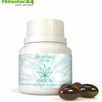 CBD SOFTGEL KAPSELN der Cannabis Pflanze mit 10 % CBD Anteil. Ohne THC. Biologisch produziert von Nordic Oil.