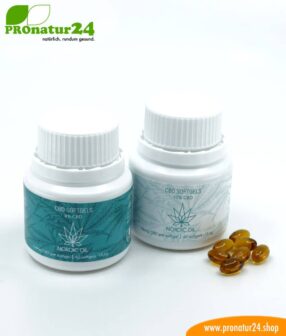 CBD Softgel Kapseln der Cannabis Pflanze von Nordic Oil. Ohne THC.