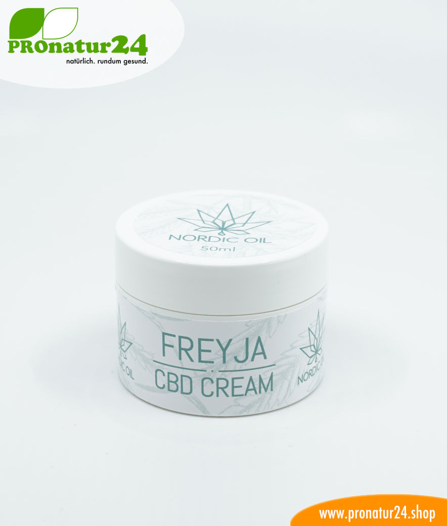 FREYJA CBD Hautcreme. Unterstützung und Hilfe bei EKZEMEN (Hautentzündungen) auch mit der Kraft der Cannabis Pflanze. Ohne THC. Vegan. 7 FREJYA CBD Hautcreme. Entwickelt von Nordic Oil als Unterstützung und Hilfe bei Ekzemen (Hautentzündungen) mittels u.a. Cannabidiol. Ohne THC. Vegan.