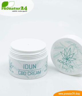 IDUN CBD Feuchtigkeitscreme. Hautcreme für eine optimale Hydratisierung mit der Kraft der Cannabis Pflanze. Ohne THC. Vegan.