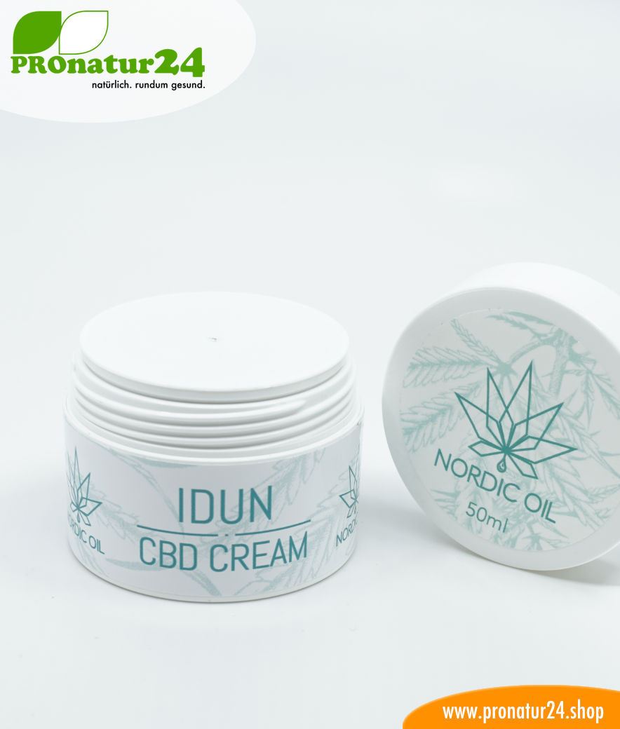 IDUN CBD Feuchtigkeitscreme. Hautcreme für eine optimale Hydratisierung mit der Kraft der Cannabis Pflanze. Ohne THC. Vegan. 7 IDUN CBD Feuchtigkeitscreme. Hautcreme für eine optimale Hydratisierung mit der Kraft der Cannabis Pflanze. Ohne THC. Vegan.