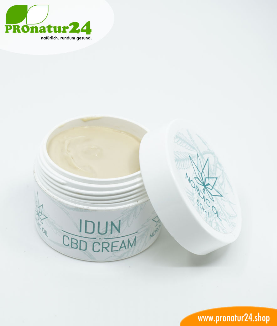 IDUN CBD Feuchtigkeitscreme. Hautcreme für eine optimale Hydratisierung mit der Kraft der Cannabis Pflanze. Ohne THC. Vegan. 4 IDUN CBD Feuchtigkeitscreme. Hautcreme für eine optimale Hydratisierung mit der Kraft der Cannabis Pflanze. Ohne THC. Vegan.