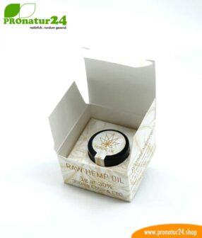 RAW CBD & CBDa. Extraktion ohne Wärmezuführung der Cannabis Pflanze mit 30 % CBD Anteil. Ohne THC. Vegan.