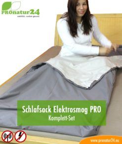 Schlafsack TSB Elektrosmog PRO - Alles inklusive SET. Eine geniale Ergänzung zum Schutz vor Elektrosmog HF (bis zu 35 dB) und NF für unterwegs!