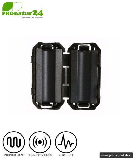 GRATIS Ferritkern Filter gegen Elektrosmog im Headsetkabel, klickbar, für Kabel bis zu 5 mm Durchmesser - 1x FERRITKERN GESCHENK!