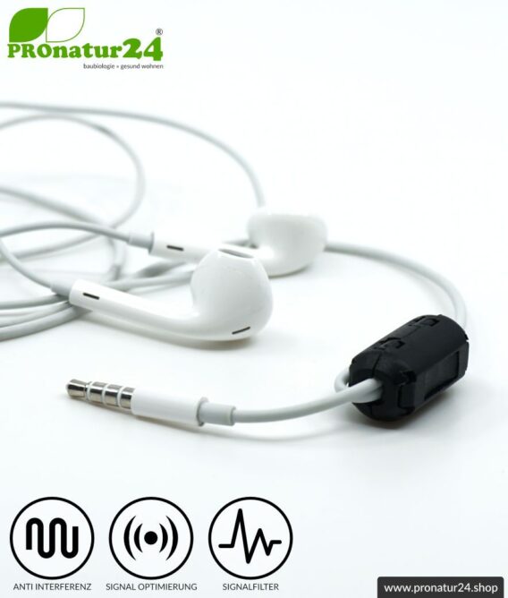 GRATIS Ferritkern Filter gegen Elektrosmog im Headsetkabel, klickbar, für Kabel bis zu 5 mm Durchmesser - 1x FERRITKERN GESCHENK!