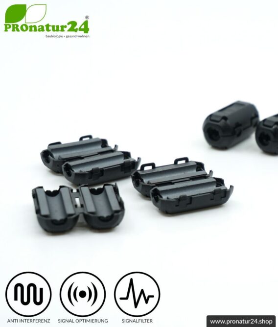 GRATIS Ferritkern Filter gegen Elektrosmog im Headsetkabel, klickbar, für Kabel bis zu 5 mm Durchmesser - 1x FERRITKERN GESCHENK!
