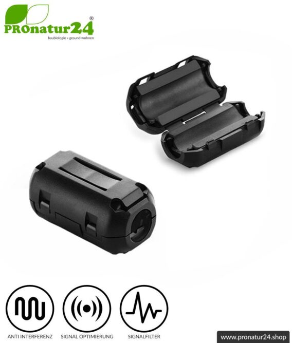 GRATIS Ferritkern Filter gegen Elektrosmog im Headsetkabel, klickbar, für Kabel bis zu 5 mm Durchmesser - 1x FERRITKERN GESCHENK!