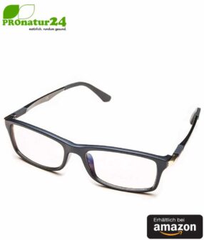 PROSPEK Blaulichtfilter Brille DYNAMIC mit Blendschutz. Professionelle hochwertige PC Brille mit großem Rahmen fürs Arbeiten und Spielen am Computer. Schützt Ihre Augen vor blauem Licht! Erhältlich bei Amazon.