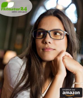 PROSPEK Blaulichtfilter Brille DYNAMIC mit Blendschutz. Professionelle hochwertige PC Brille mit großem Rahmen fürs Arbeiten und Spielen am Computer. Schützt Ihre Augen vor blauem Licht! Erhältlich bei Amazon.