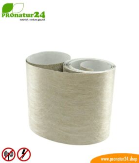 Selbstklebendes Abschirmvlies EB3 mit leitfähigem Kleber für auf Abschirmfarben und Abschirmgewebe. Breite 10 cm. HF und NF.