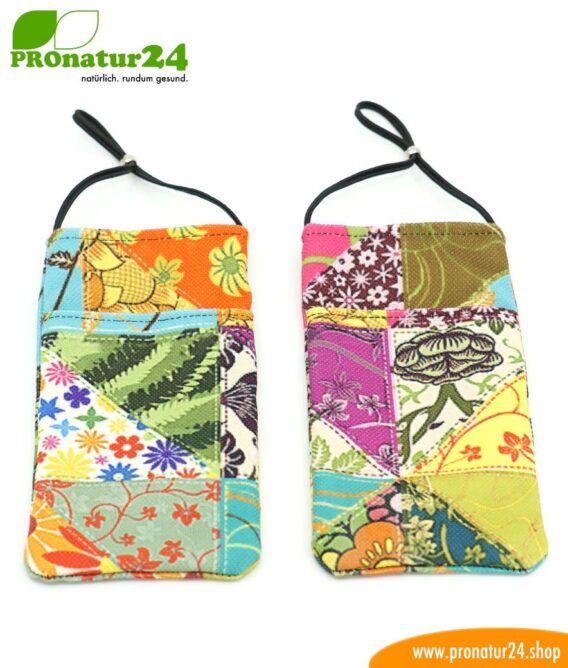 Handytasche eWall für iPhone, Samsung, Huawei, usw. mit Elektrosmog Strahlenschutz inklusive 5G. 3in1 Protection inkl. RFID Datenschutz. Flower Power Design Unikat!
