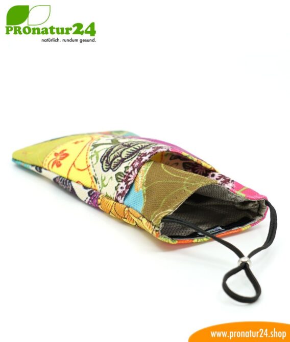Handytasche eWall für iPhone, Samsung, Huawei, usw. mit Elektrosmog Strahlenschutz inklusive 5G. 3in1 Protection inkl. RFID Datenschutz. Flower Power Design Unikat!