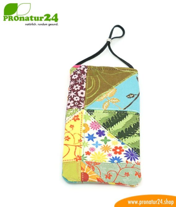 Handytasche eWall für iPhone, Samsung, Huawei, usw. mit Elektrosmog Strahlenschutz inklusive 5G. 3in1 Protection inkl. RFID Datenschutz. Flower Power Design Unikat!