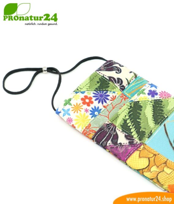 Handytasche eWall für iPhone, Samsung, Huawei, usw. mit Elektrosmog Strahlenschutz inklusive 5G. 3in1 Protection inkl. RFID Datenschutz. Flower Power Design Unikat!