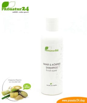 SHAMPOO fresh wave. Haar & Körper kühlendes Sommer Shampoo mit Grapefruit, Limette, uvm.. Duschen neu definiert inkl. nachhaltiger Verpackung.